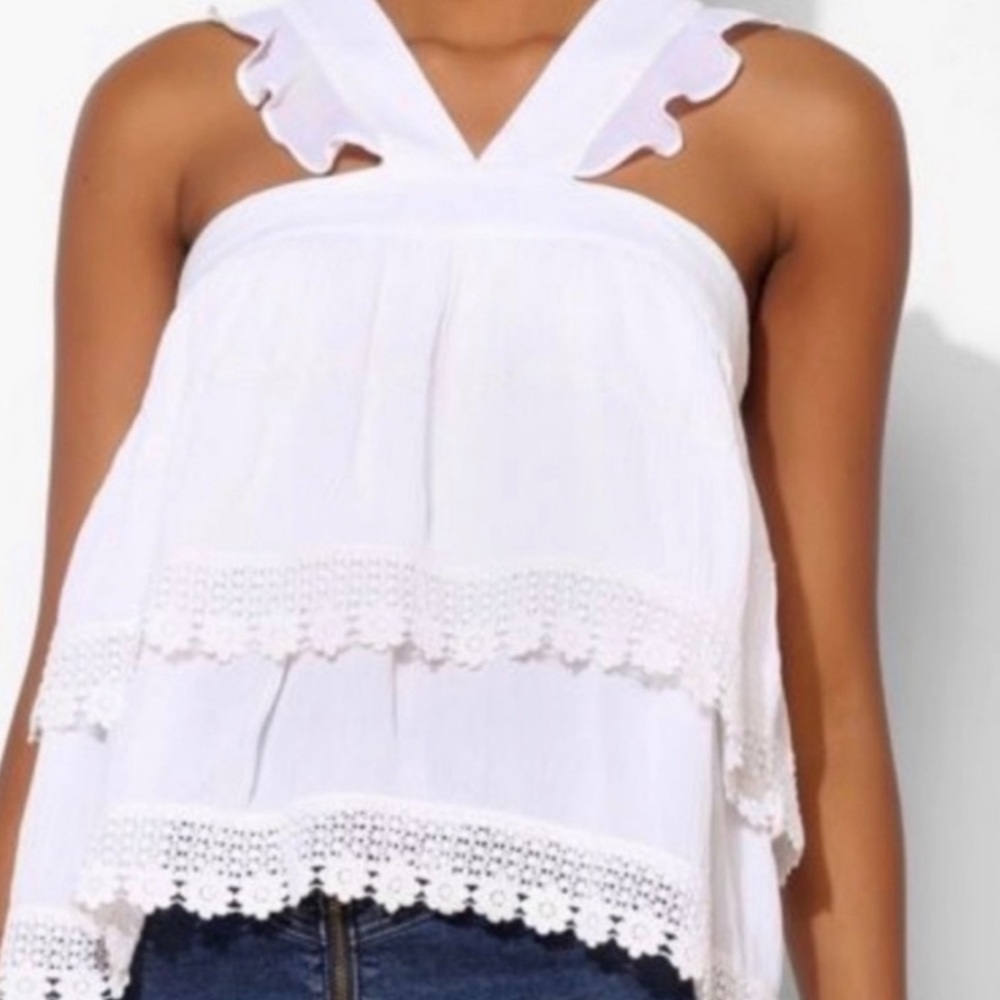 Urban Outfitters White Lace Trim Top
